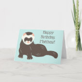 Custom Message Personalisiert Brown Ferret Geburts Karte (Vorderseite)