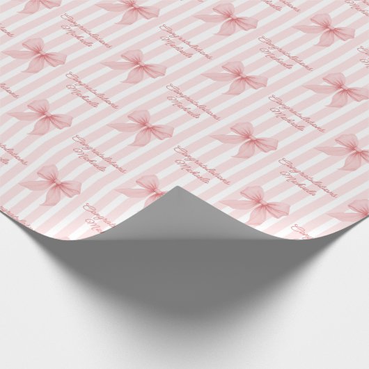 Custom Message Pink Coquette Books Herzlichen Glüc Geschenkpapier (Ecke)