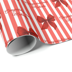 Custom Message Red Coquette Bows Herzlichen Glückw Geschenkpapier