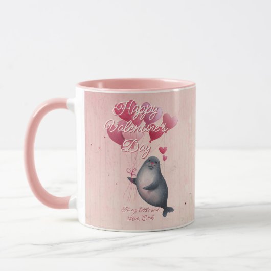 Custom Message Seal Animal Valentine's Day Tasse (Links)