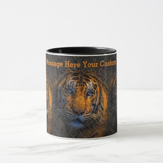 Custom Message Tiger Face Grunge Tasse (Zentrum)