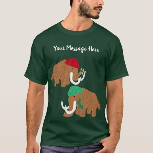Custom Message Wooly Mammoths Weihnachten Grafik T-Shirt (Vorderseite)