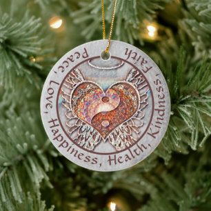 Custom Message Yin Yang Heart Keramik Ornament