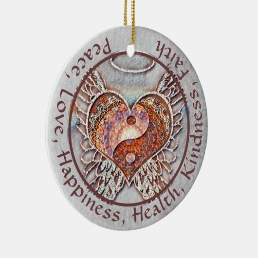 Custom Message Yin Yang Heart Keramik Ornament (Rechts)