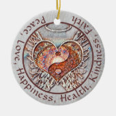 Custom Message Yin Yang Heart Keramik Ornament (Vorne)
