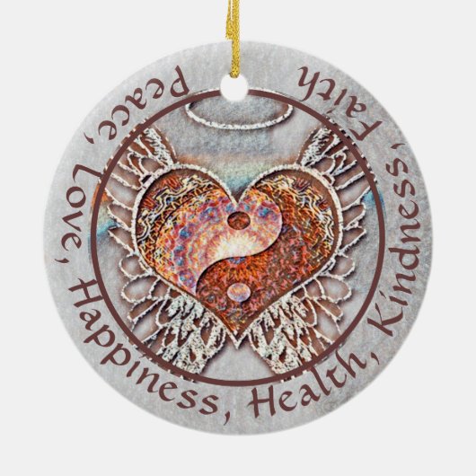 Custom Message Yin Yang Heart Keramik Ornament (Hinten)