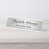 Custom Metal Silver Funny Schreibtischnamensplakette (Vorderseite )
