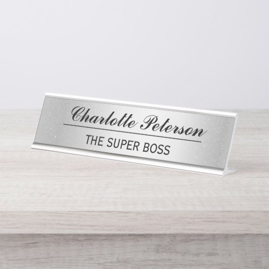 Custom Metal Silver Funny Schreibtischnamensplakette (Vorderseite )