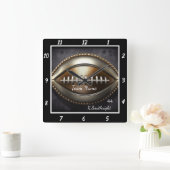 Custom Metallic Football Quadratische Wanduhr (Zuhause)