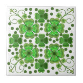 Custom Metallic Green Clover & Swirl Pattern  Fliese (Vorderseite)