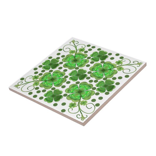 Custom Metallic Green Clover & Swirl Pattern  Fliese (Seite)