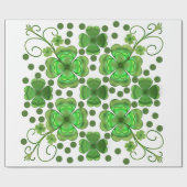 Custom Metallic Green Clover & Swirl Pattern  Geschenkpapier (Flach)