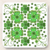 Custom Metallic Green Clover & Swirl Pattern  Getränkeuntersetzer (Vorderseite)