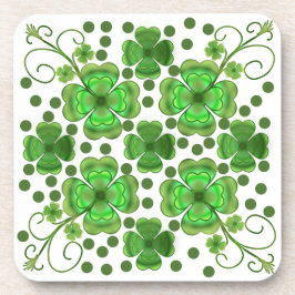 Custom Metallic Green Clover & Swirl Pattern  Getränkeuntersetzer