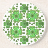 Custom Metallic Green Clover & Swirl Pattern  Getränkeuntersetzer (Vorne)