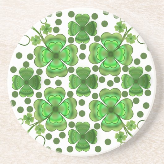 Custom Metallic Green Clover & Swirl Pattern  Getränkeuntersetzer (Vorne)