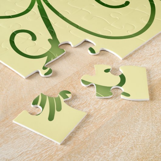 Custom Metallic Green Clover & Swirl Pattern  Puzzle (Seite)