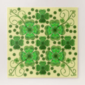 Custom Metallic Green Clover & Swirl Pattern  Puzzle (Horizontal)