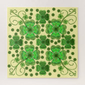Custom Metallic Green Clover & Swirl Pattern  Puzzle (Vertikal)