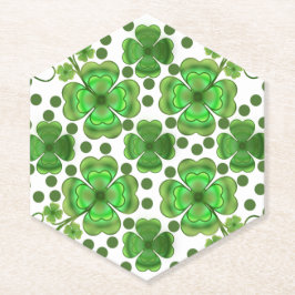 Custom Metallic Green Clover & Swirl Pattern  Untersetzer