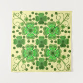 Custom Metallic Green Clover & Swirl Pattern  Wandteppich (Vorderseite (Horizontal))