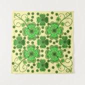 Custom Metallic Green Clover & Swirl Pattern  Wandteppich (Vorderseite)