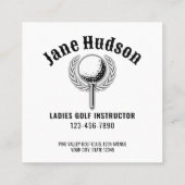 Custom Metallic Green Golf Monogram Design Quadratische Visitenkarte (Rückseite)