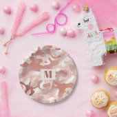 Custom Metallic Rose Gold Glitzer Rosa Marmor Camo Pappteller (Party)