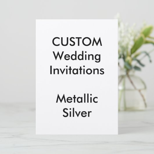 Custom METALLIC SILVER Wedding Einladungen 5"x7" (Stehend Vorderseite)