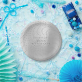 Custom Metallic Swarovski Crystal Gray Silver Dots Pappteller (Party)