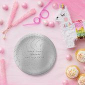 Custom Metallic Swarovski Crystal Gray Silver Dots Pappteller (Party)