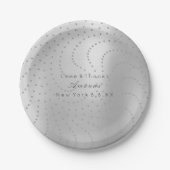 Custom Metallic Swarovski Crystal Gray Silver Dots Pappteller (Vorderseite)