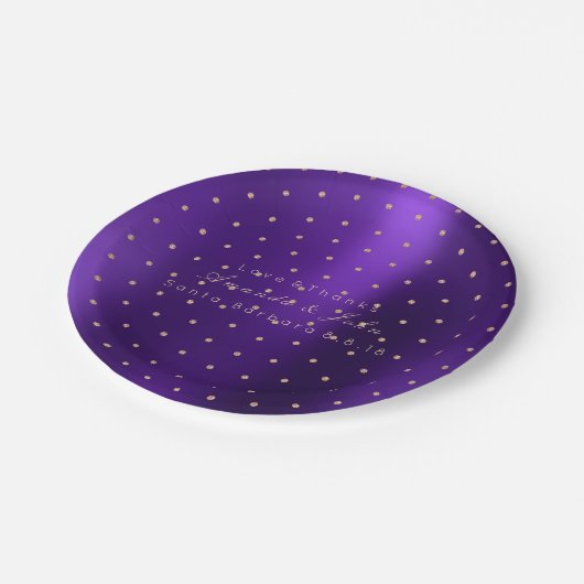 Custom Metallic Swarovski Crystal Lila Plum Dots Pappteller (Schrägansicht)