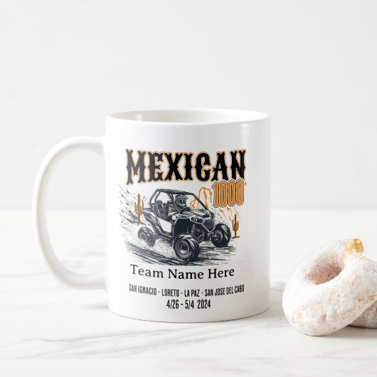 Custom Mexican 1000 Baja California Race UTV Kaffeetasse (Mit Donut)