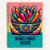 Custom Mexican Chile Pop Art Family Rezept Buch (Vorderseite)