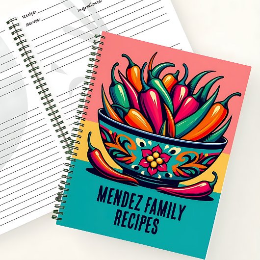 Custom Mexican Chile Pop Art Family Rezept Buch