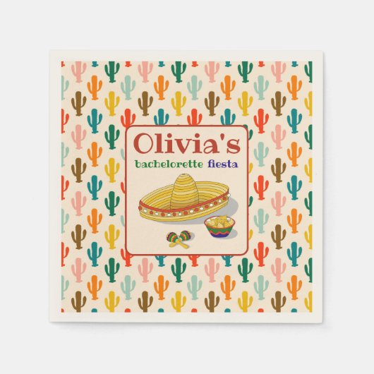 Custom Mexican Fiesta Bachelorette Party Serviette (Vorderseite)