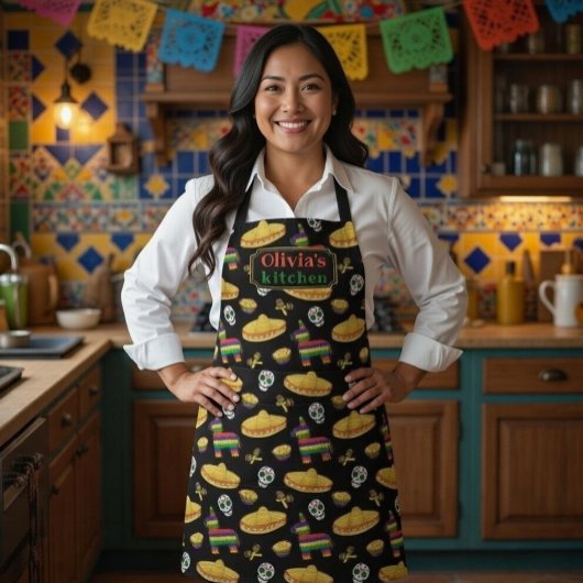 Custom Mexican Fiesta & Día de Muertos Apron Schürze