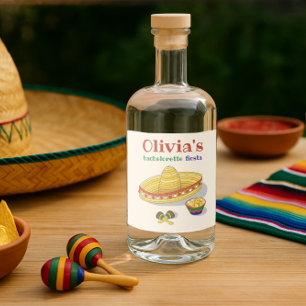 Custom Mexican Fiesta Junggeselinnen-Abschied Teqi Alkoholflaschenetikett