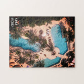 Custom Miami Beach FL Good Vibes and Palms Adults Puzzle (Horizontal)