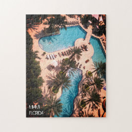 Custom Miami Beach FL Good Vibes and Palms Adults Puzzle
