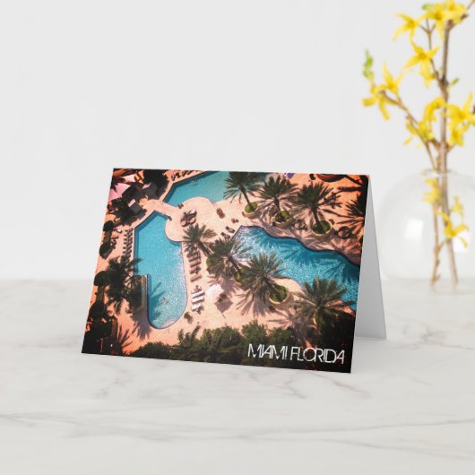 Custom Miami Beach Florida - Pool Relax GUTE VIBES Karte (Gelbe Blume)