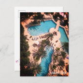 Custom Miami Beach Florida - Pool Relax GUTE VIBES Postkarte (Vorne/Hinten)