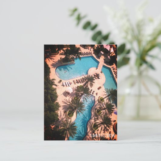 Custom Miami Beach Florida - Pool Relax GUTE VIBES Postkarte (Stehend Vorderseite)