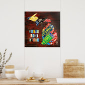 Custom Michigan License Plate Map/ Name Poster (Küche)