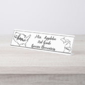 Custom Michigan Staat US Zuhause Line Art Schreibtischnamensplakette (Vorderseite )
