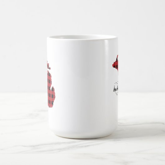 Custom Michigan Zuhause Staat Buffalo Kariert Weih Kaffeetasse (Mittel)