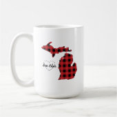 Custom Michigan Zuhause Staat Buffalo Kariert Weih Kaffeetasse (Links)