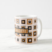 Custom Mid Century Black Terracotta Square Muster Kaffeetasse (VorderseiteRechts)