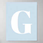 Custom Mid Century Retro Letter Initial Icy Blue Poster (Vorne)